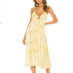 NWOT Majorelle Kiara Midi Dress in Yellow tie dye size small